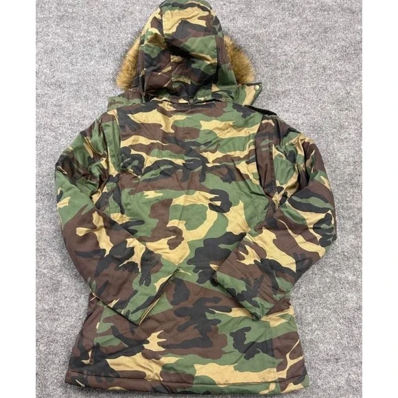 DODECA Vintage Y2K‎ Men's 6XL Woodland Camo Parka Fur Hood Winter Jacket NWT